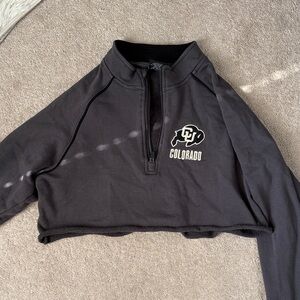 Colosseum Black Cropped Quarter-Zip Top
